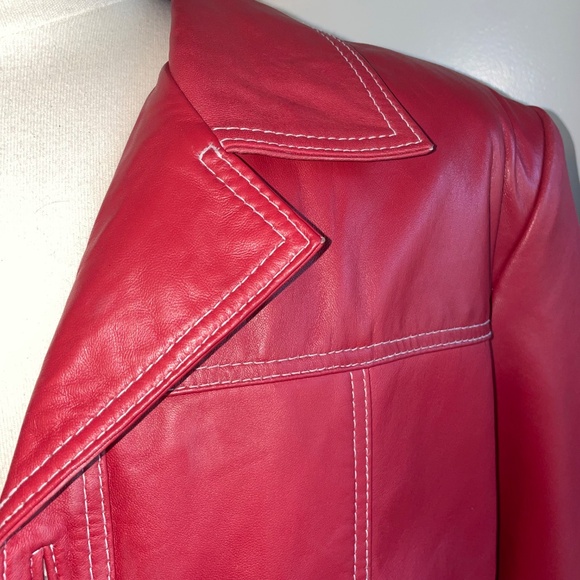 CAVA Vintage Style Red Leather Jacket - Picture 4 of 9